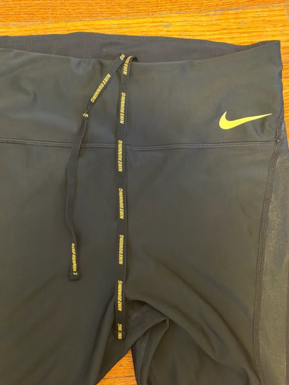Nike Running Black Mesh Panel Leggings With Waist Pocket Small